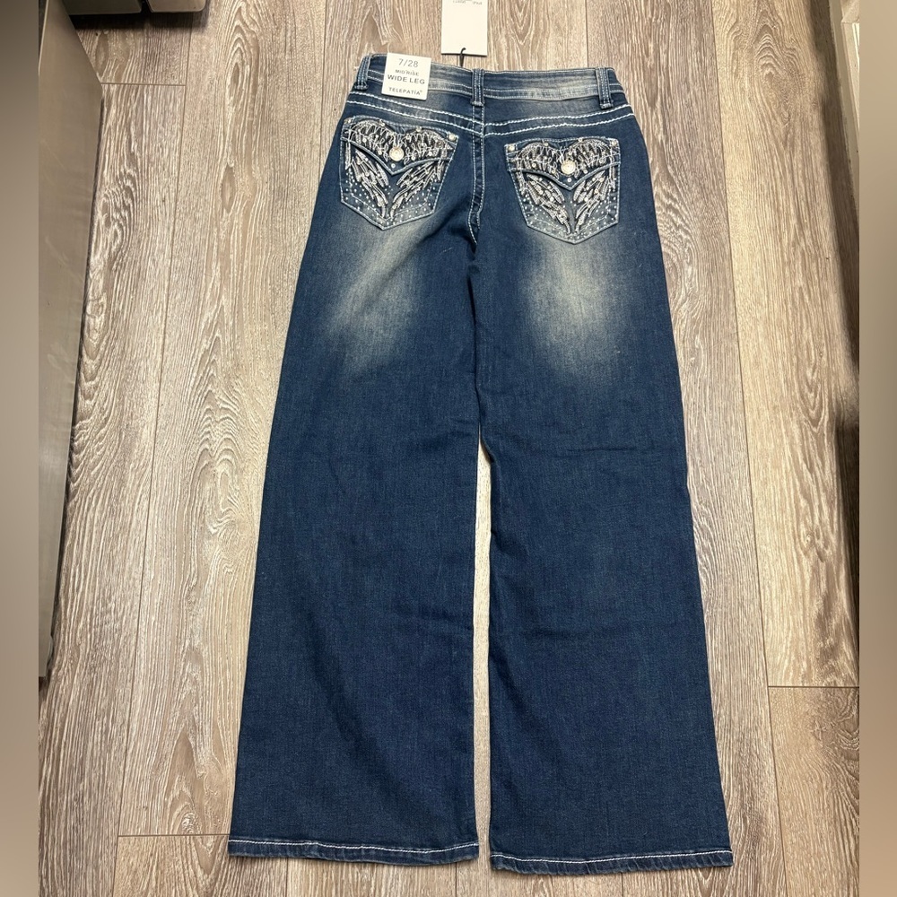 Telepatía Dark Blue wide-leg Jeans - Picture 7 of 9